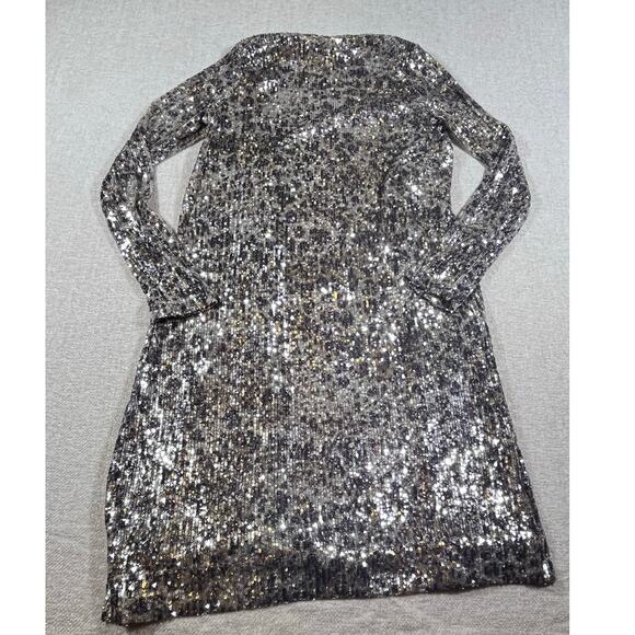 Fifteen Twenty Women’s Small Tan Sequin Open-Front Cardigan Kimono Sparkle Party - Picture 2 of 10